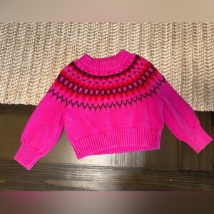 GAP toddler Bright Pink Patterned Crew Neck Sweater